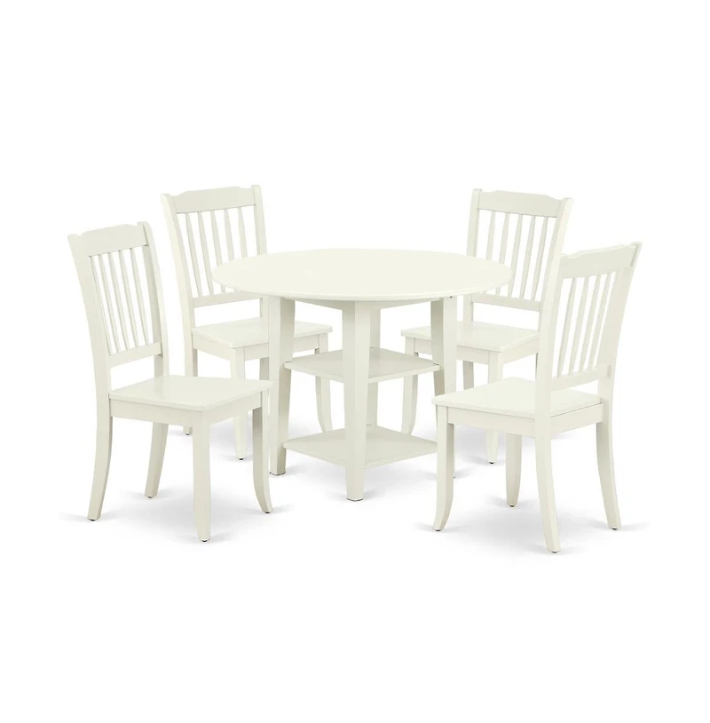 East West Furniture Dining Room Set Linen White