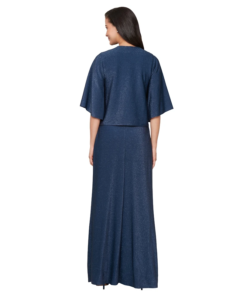 Sl Fashions Women's Empire Waist Open Knit Jacket Gown