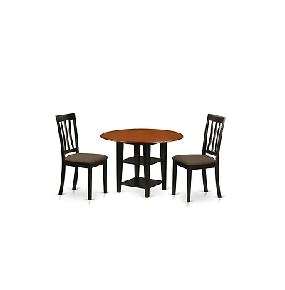 East West Furniture Dining Room Set Black & Cherry