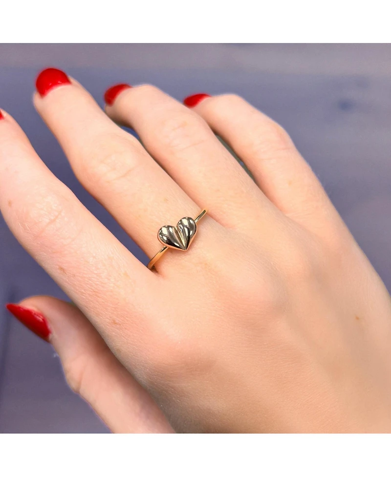 The Lovery Asymmetrical Gold Heart Ring Yellow Gold 14K Gold