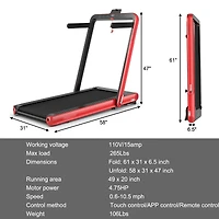 4.75HP 2-in-1 Folding Treadmill with Remote and App Control