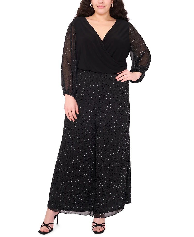 Msk Plus-Size Women's Puffed Wrap Top
