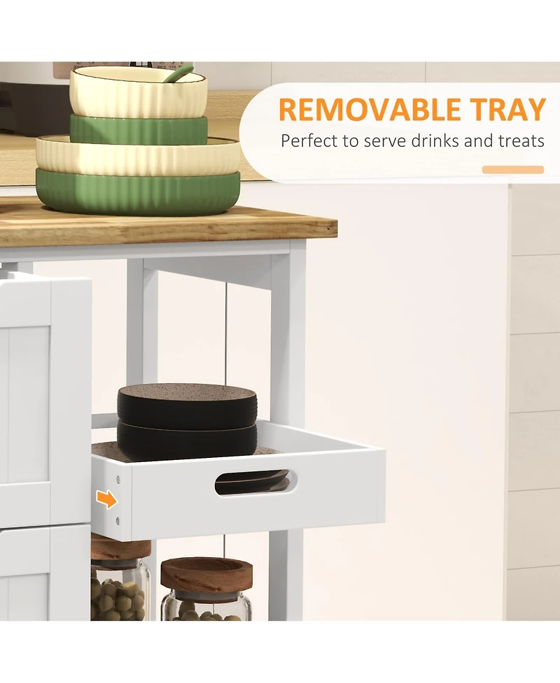 Homcom Rolling Kitchen Island Cart, Bar Serving Cart with Drawers,