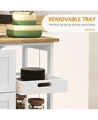 Homcom Rolling Kitchen Island Cart, Bar Serving Cart with Drawers,