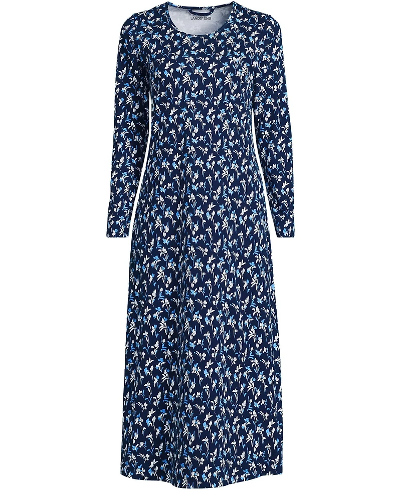 Lands' End Women's Cotton Long Sleeve Midcalf Nightgown