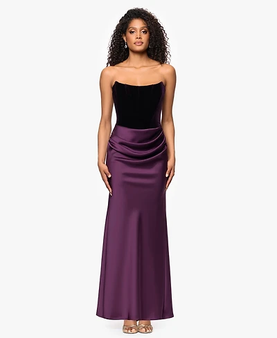 Betsy & Adam Women's Strapless Velvet Corset Dress