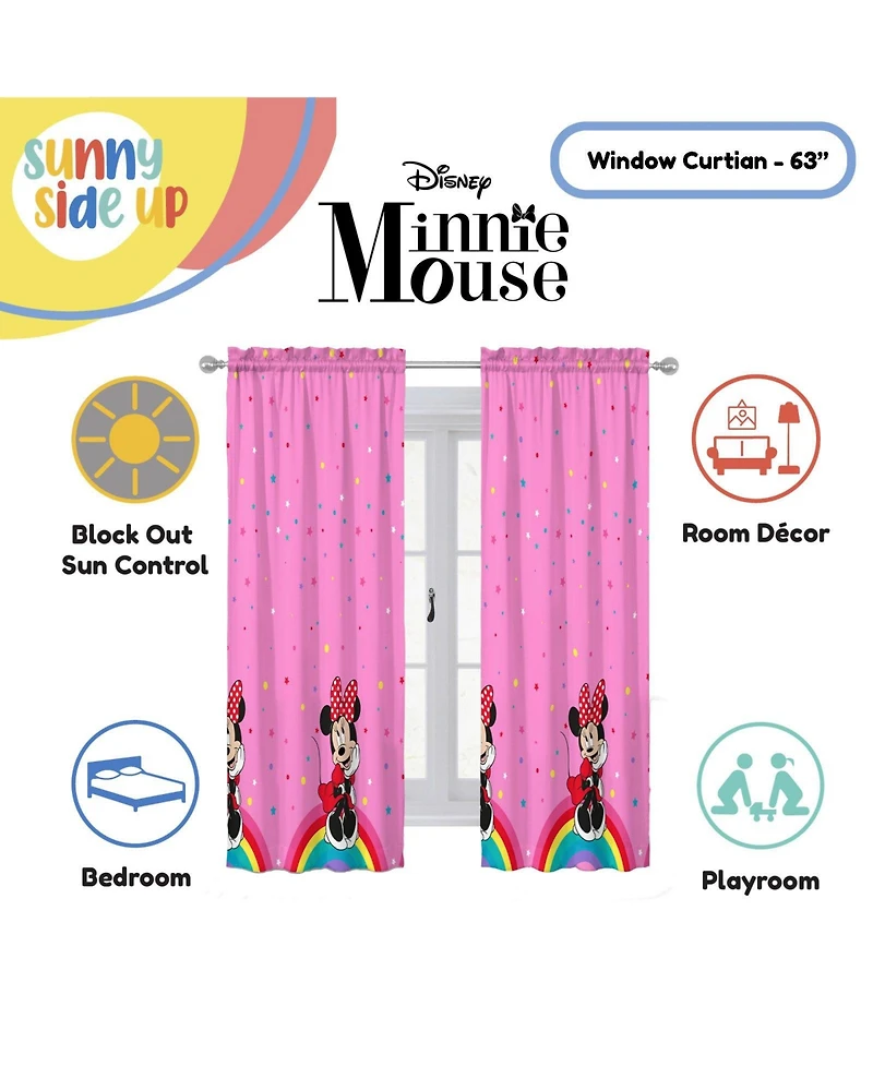 Sunny Side Up Minnie Mouse Curtains for Kids Bedroom 4-Piece Drape Set Pack of 2