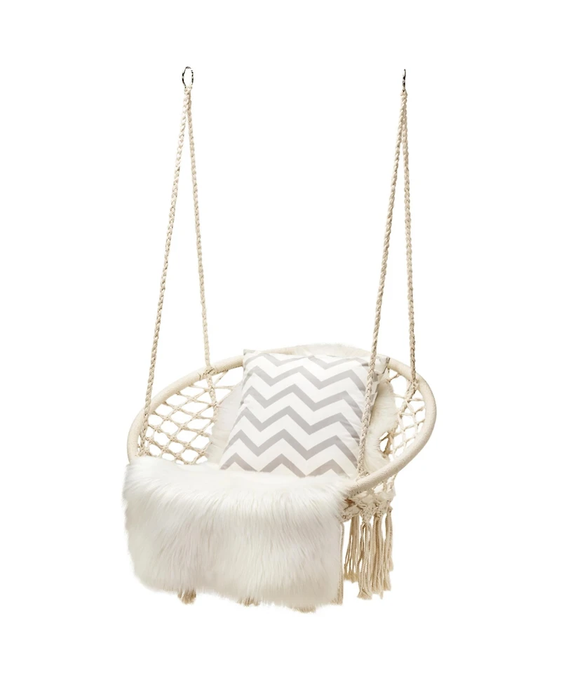 Gymax Hammock Chair Hanging Cotton Rope Macrame Swing Chair Indoor Outdoor