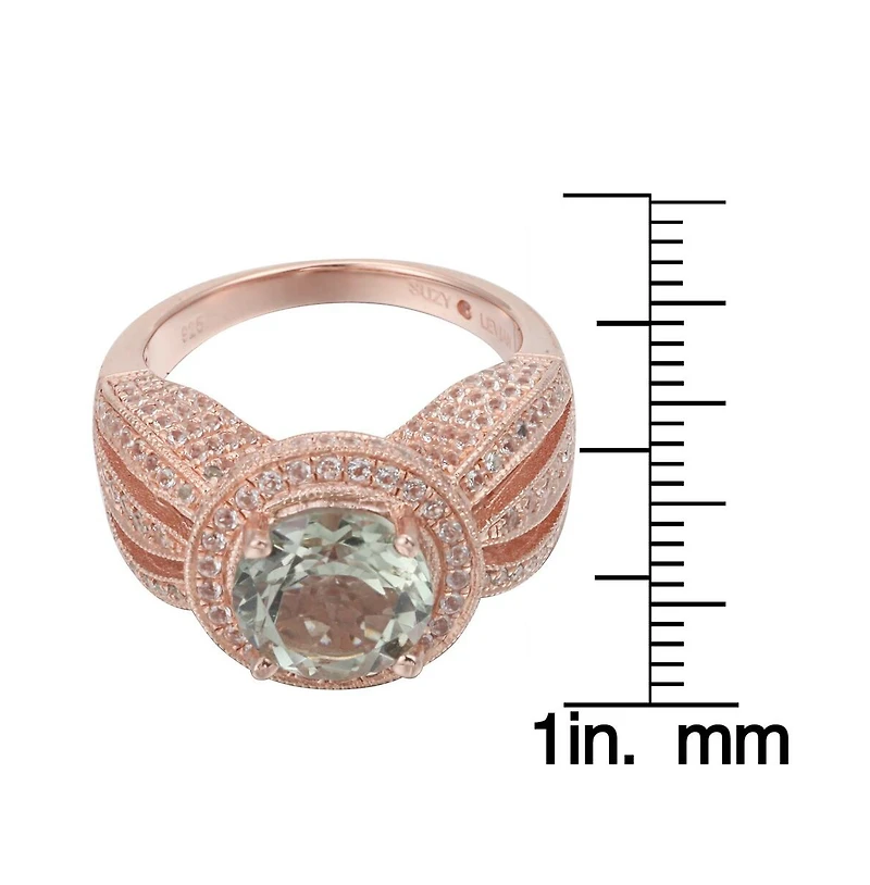 Suzy Levian New York Sterling Silver Round Cut Center Topaz Cocktail Ring