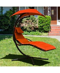 Gymax Patio Hammock Swing Chair Hanging Chaise w/ Cushion Pillow Canopy