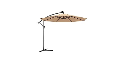 10 Feet Offset Hanging Umbrella with Base and Infinite Tilt