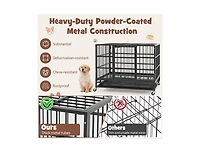 38 Inch Foldable Heavy-Duty Metal Dog Cage with Lockable Rolling Casters and Tray
