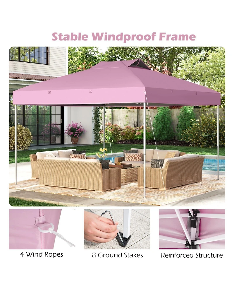 10 X 10 Ft Foldable Outdoor Patio Shelter Canopy Tent with 1-Push Center Lock