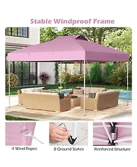 10 X 10 Ft Foldable Outdoor Patio Shelter Canopy Tent with 1-Push Center Lock