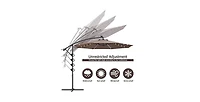 10 Feet 360° Rotation Solar Powered Led Patio Offset Umbrella without Weight Base