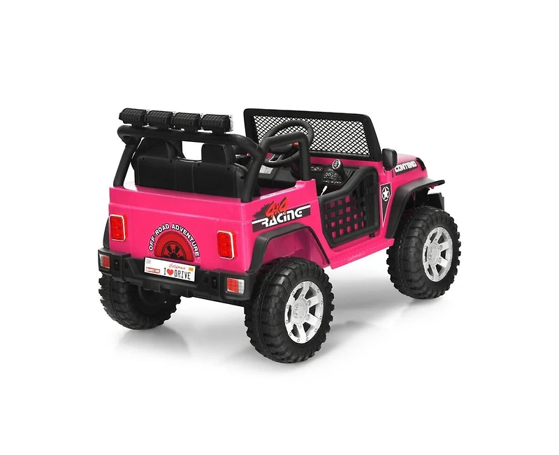 12V Kids Electric Ride-On Truck with Remote Control and Operation Lever - Pink