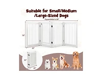 30 Inch Tall 4-Panel Freestanding Wooden Pet Gate Dog Fence