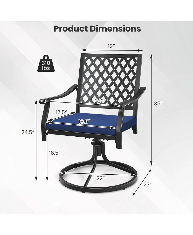 Costway Outdoor Swivel Chairs Patio Dining with Padded Cushions High Back
