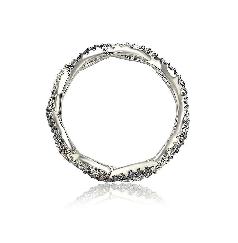 Suzy Levian Sterling Silver Sapphire & Created White Infinity Twisted Eternity Band Ring