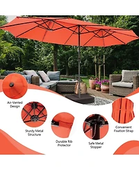 15FT Double-Sided Solar Patio Umbrella