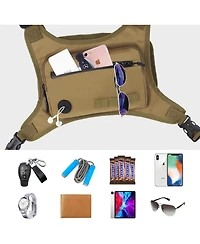 Running Chest Pack Lightweight: Outdoor Sports Vest Bag - Phone Holder Cycling Hiking Workout Skiing for Men Women(Brown)