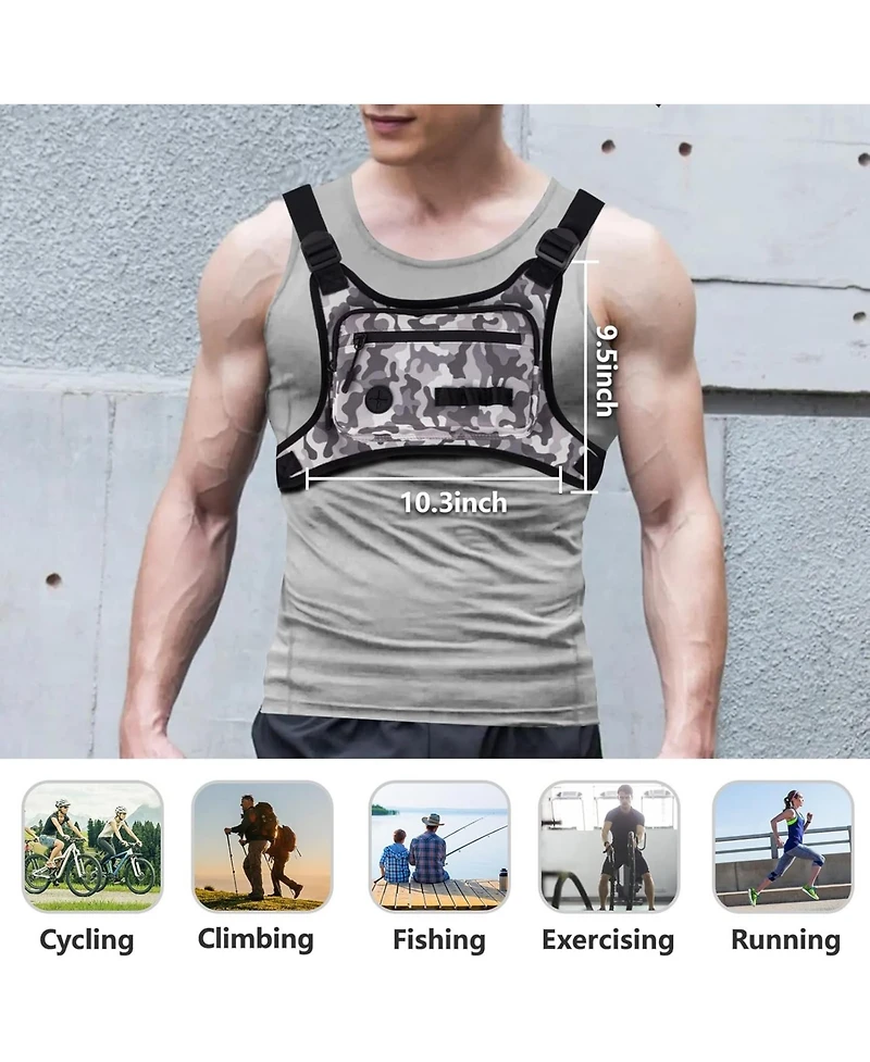 Running Chest Pack Lightweight: Outdoor Sports Vest Bag - Phone Holder Cycling Hiking Workout Skiing for Men Women(Navy)