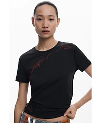 Desigual Women's T-shirt with embroidered phrase