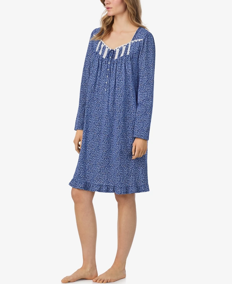 Eileen West Women's Long Sleeve Short Nightgown