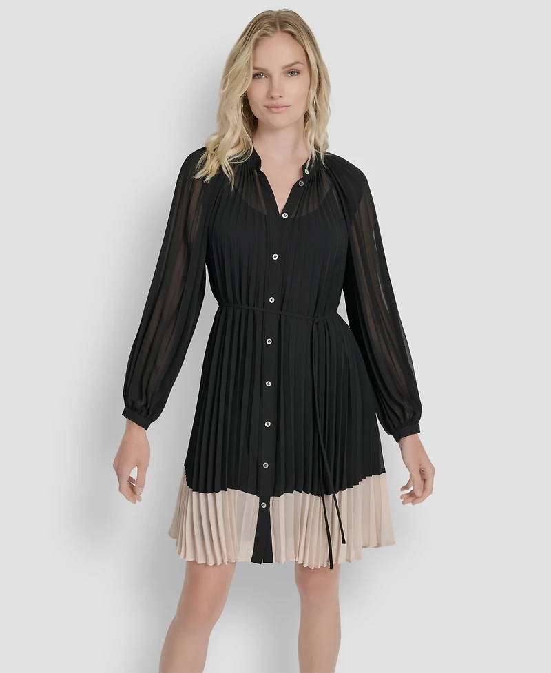 Dkny Women's Long Sleeve Collared Shift Dress