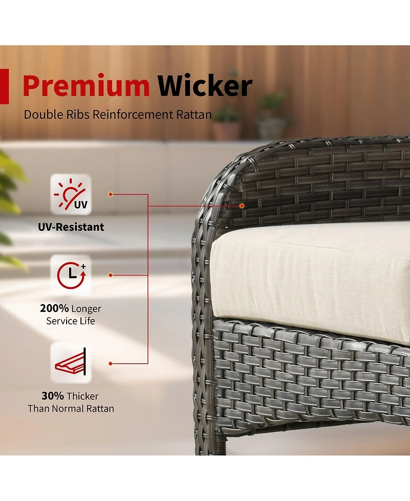 Xizzi 4 Pieces Patio Fruniture Set,Outdoor Wicker Sofa with Outdoor Chairs,Coffee Table,High Back Loveseat Thickened Cushion