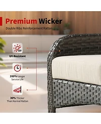 Xizzi 4 Pieces Patio Fruniture Set,Outdoor Wicker Sofa with Outdoor Chairs,Coffee Table,High Back Loveseat Thickened Cushion