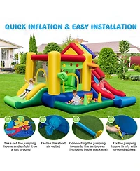 Inflatable Bounce Castle with Double Slides and 735W Blower