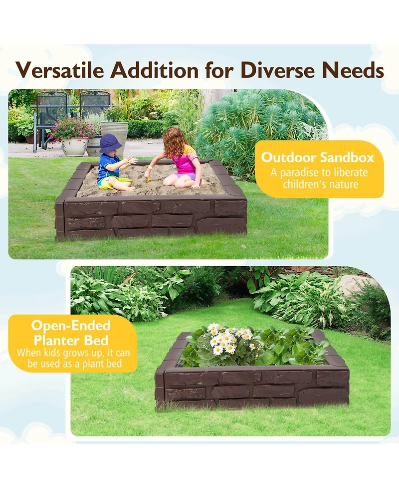 2-in-1 Hdpe Kids Sandbox with Cover and Bottom Liner