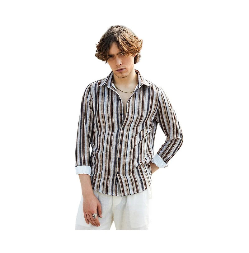 Campus Sutra Men's Multitrack-Striped Shirt