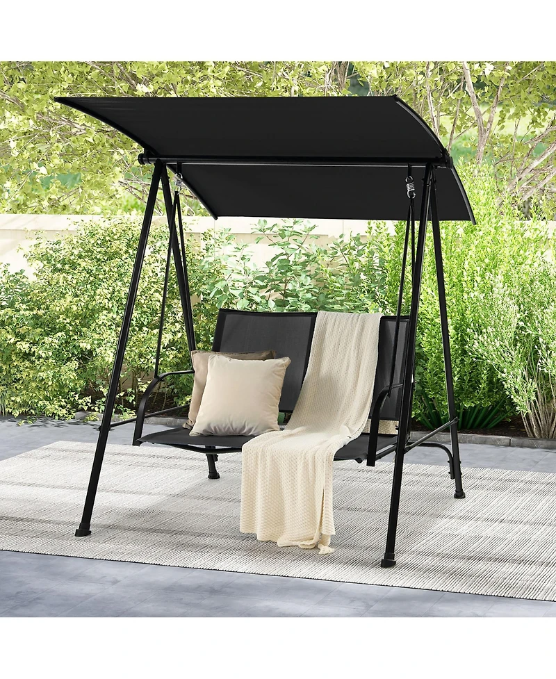 Gymax 2-Person Patio Swing Seat Bench Canopy Loveseat Outdoor