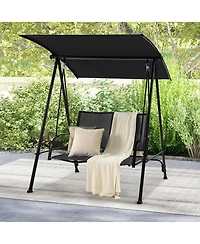 Gymax 2-Person Patio Swing Seat Bench Canopy Loveseat Outdoor