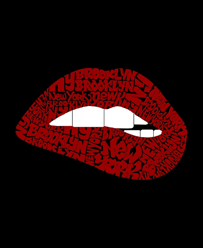 La Pop Art Plus Brooklyn Lips Word V-Neck T-Shirt
