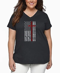 La Pop Art Plus Cross Flag Word V-Neck T-Shirt