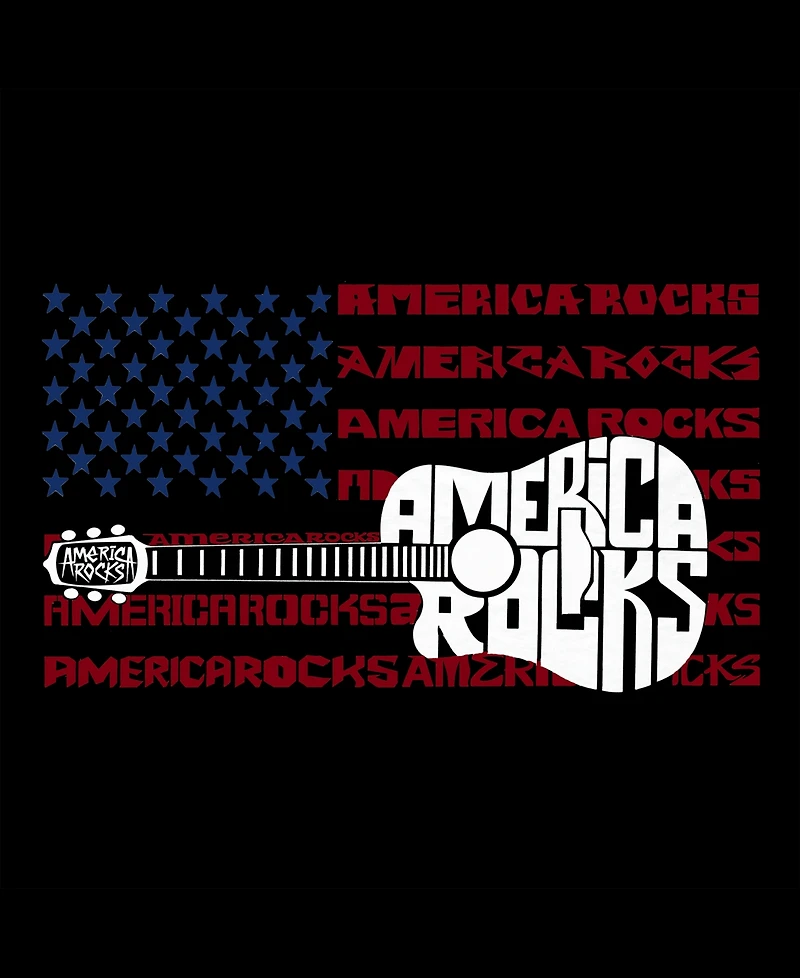 La Pop Art Plus America Rocks Word V-Neck T-Shirt