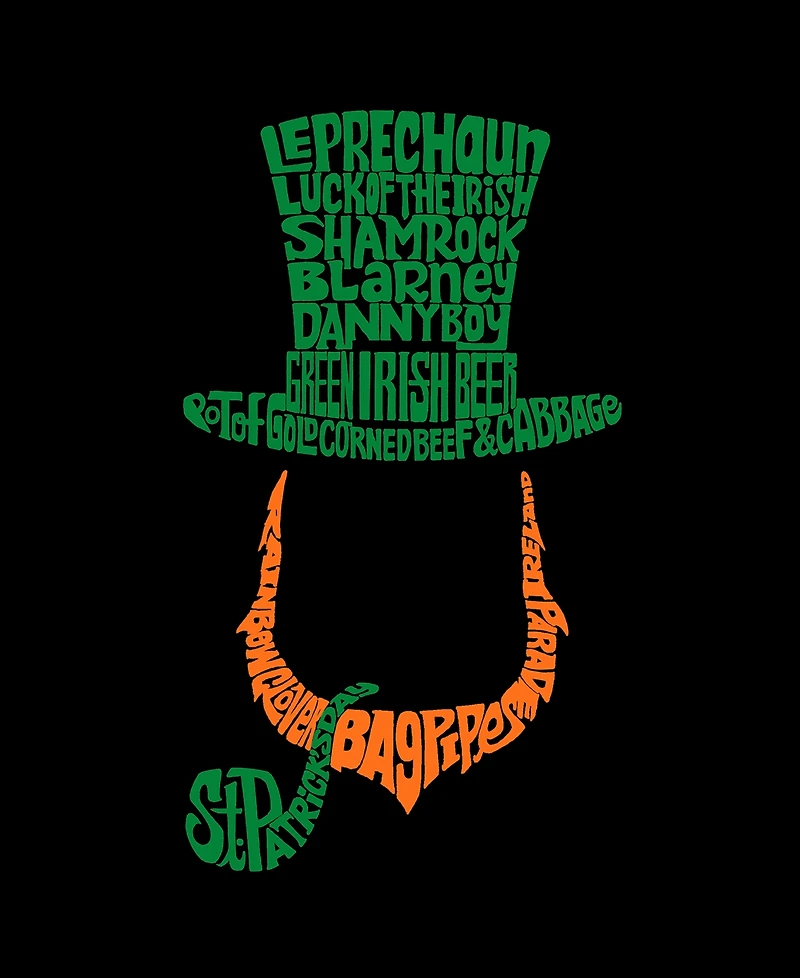 La Pop Art Plus Leprechaun Word V-Neck T-Shirt