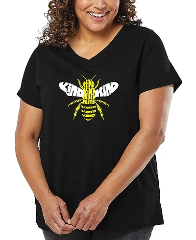La Pop Art Plus Bee Kind Word V-Neck T-Shirt