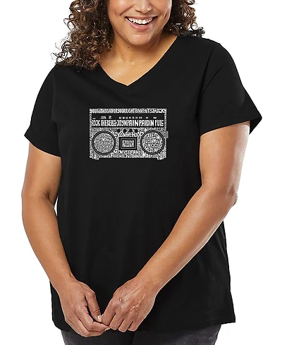 La Pop Art Plus Greatest Rap Hits of The 1980's Word V-Neck T-Shirt