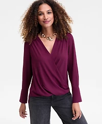 I.n.c. International Concepts Women's Surplice Long-Sleeve Blouse, Exclusively at Macy's