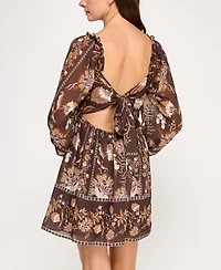 Row A Juniors' Long Sleeve Farm Rio Dress