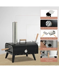 Outsunny Outdoor Pizza Oven with Stone, 12" Wood Fi Pizza Maker