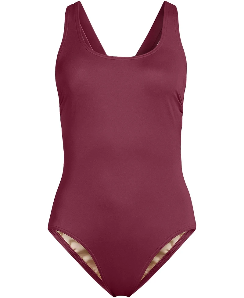 Lands' End Women's Long Torso Tugless X-Back One Piece Swimsuit