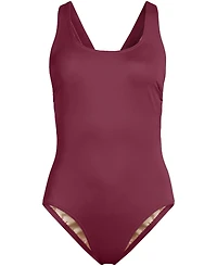 Lands' End Women's Long Torso Tugless X-Back One Piece Swimsuit