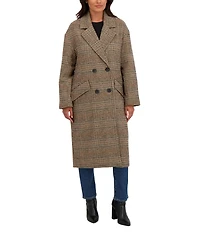 Sebby Collection Women's Long Oversized Double Breasted Faux Wool Coat