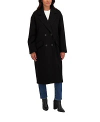 Sebby Collection Women's Long Oversized Double Breasted Faux Wool Coat