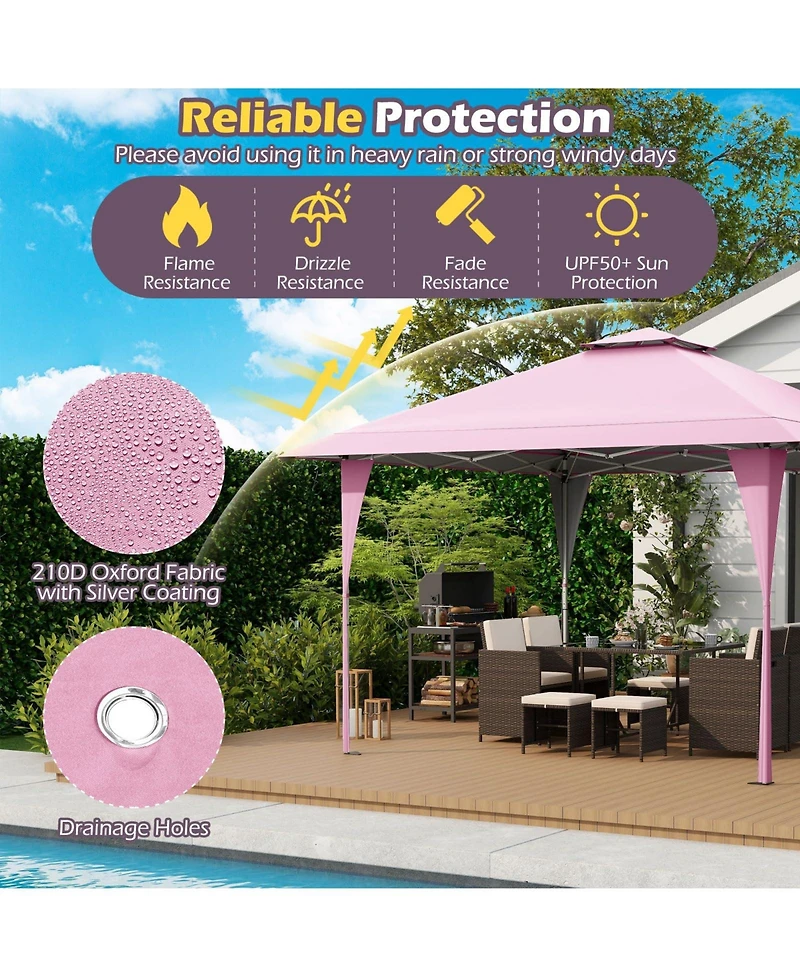 13 X 13 Ft Pop up Gazebo with Portable Carrying Bag 8 Stakes and 4 Wind Ropes